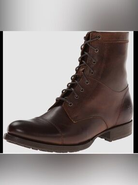 Frye Erin Lug Work Combat Boot in Dark Brown
